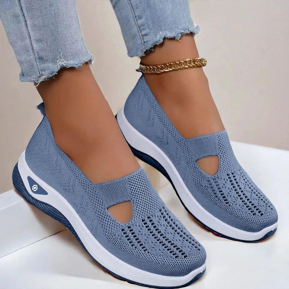 Women's Slip-On Knit Shoes worn on foot
