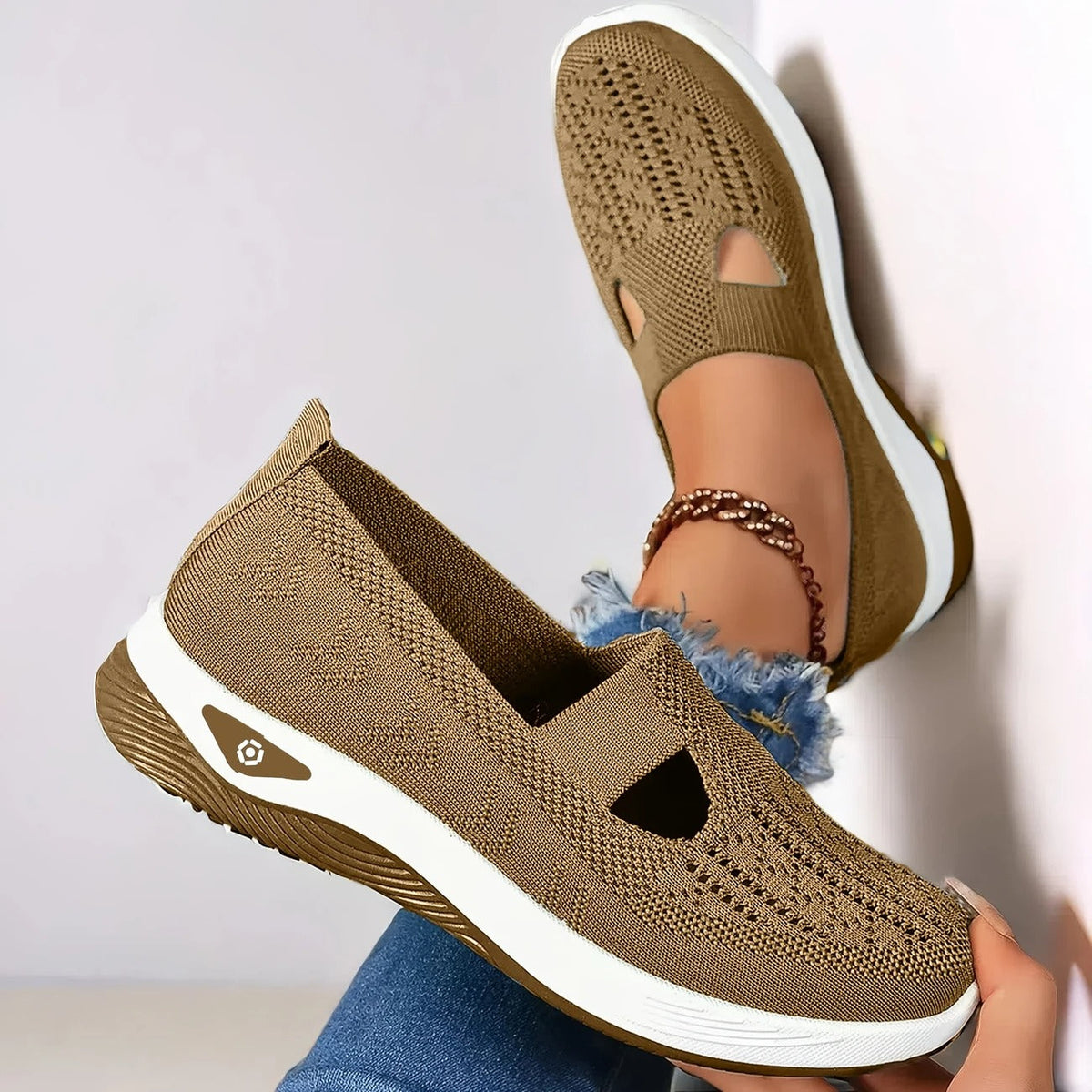 Women's Slip-On Knit Shoes top instep view