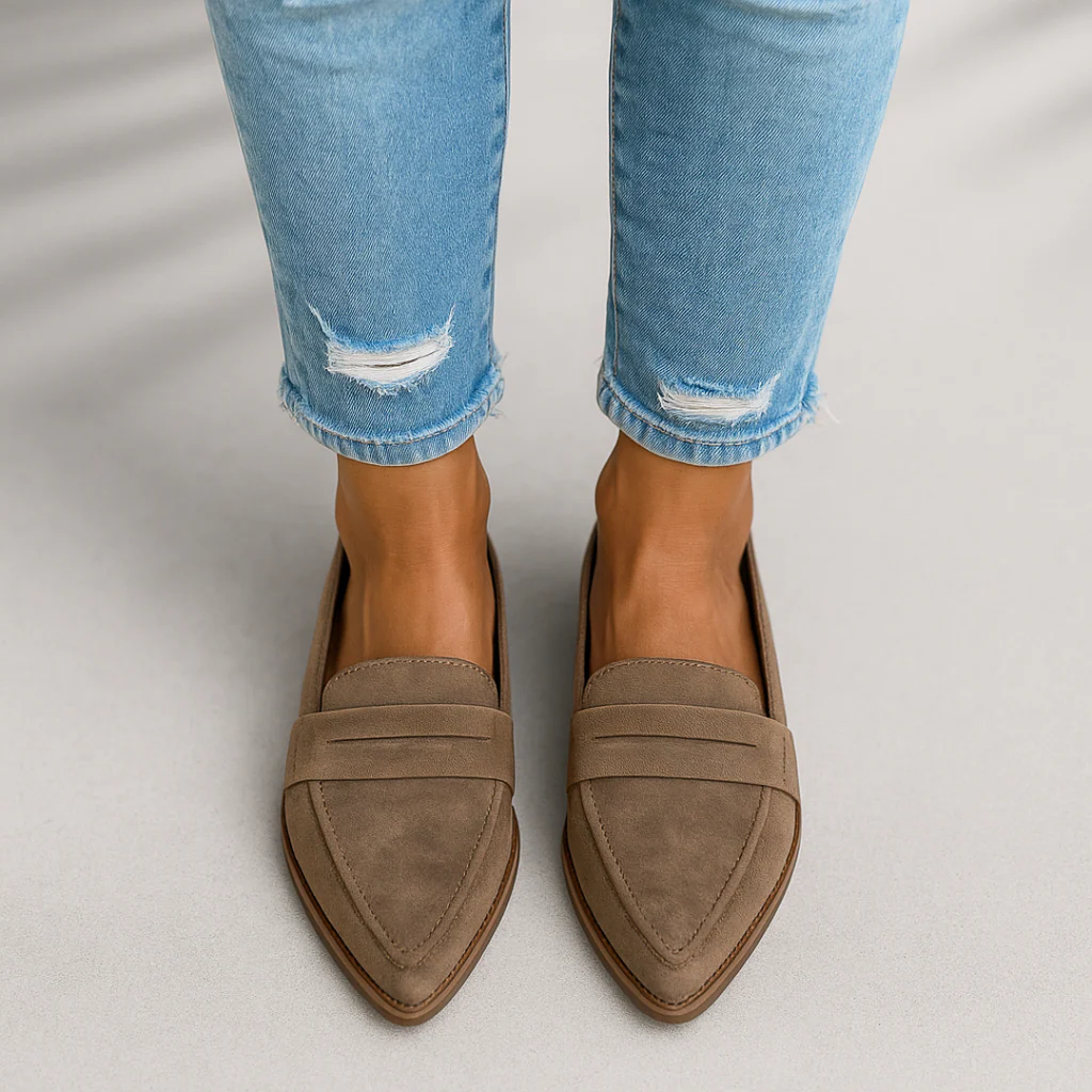 Women's Slip-On Moccasins – Contrast Stitch, Cushioned Insole