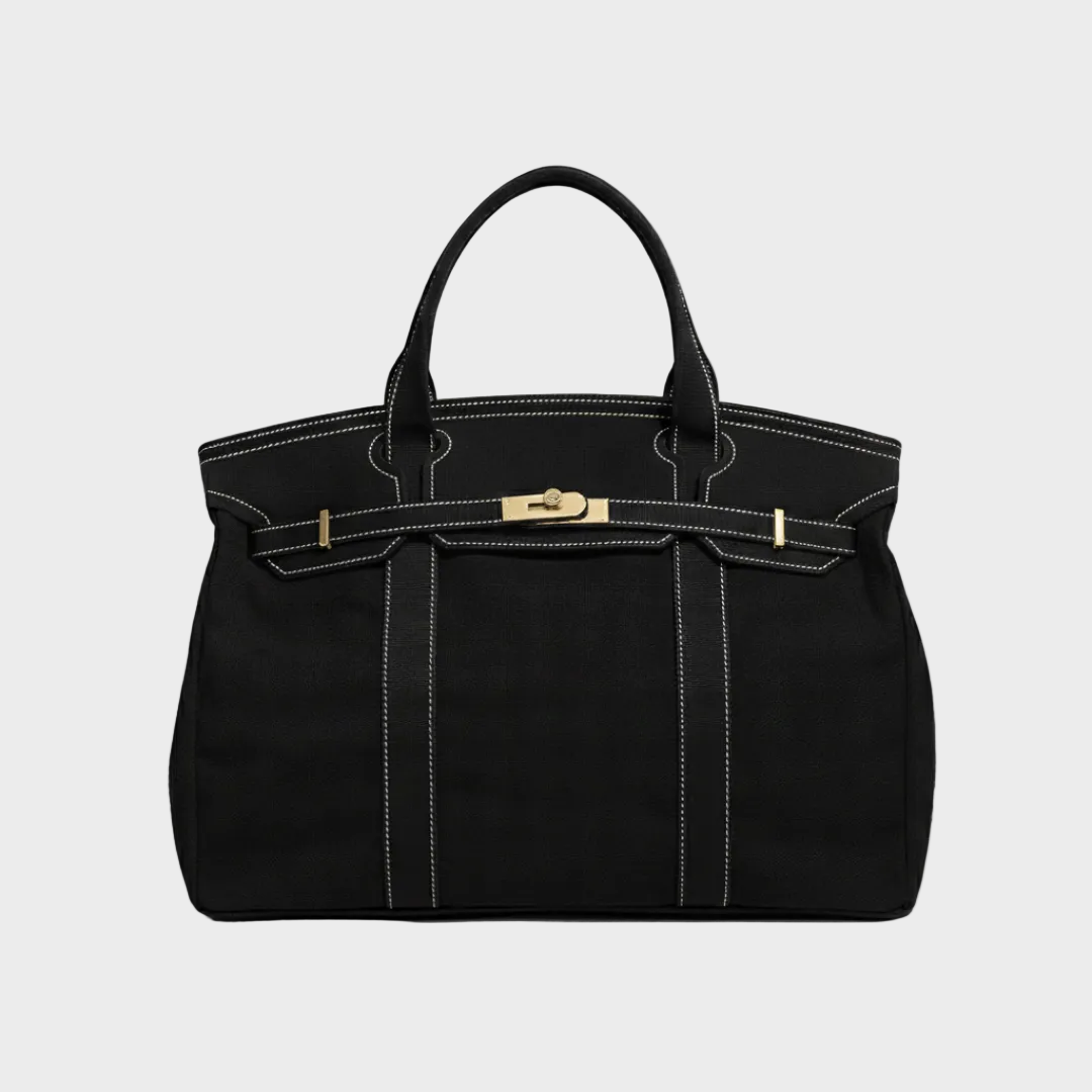 Women's Tote Bag – Double Handle, Front Strap, Vertical Panels