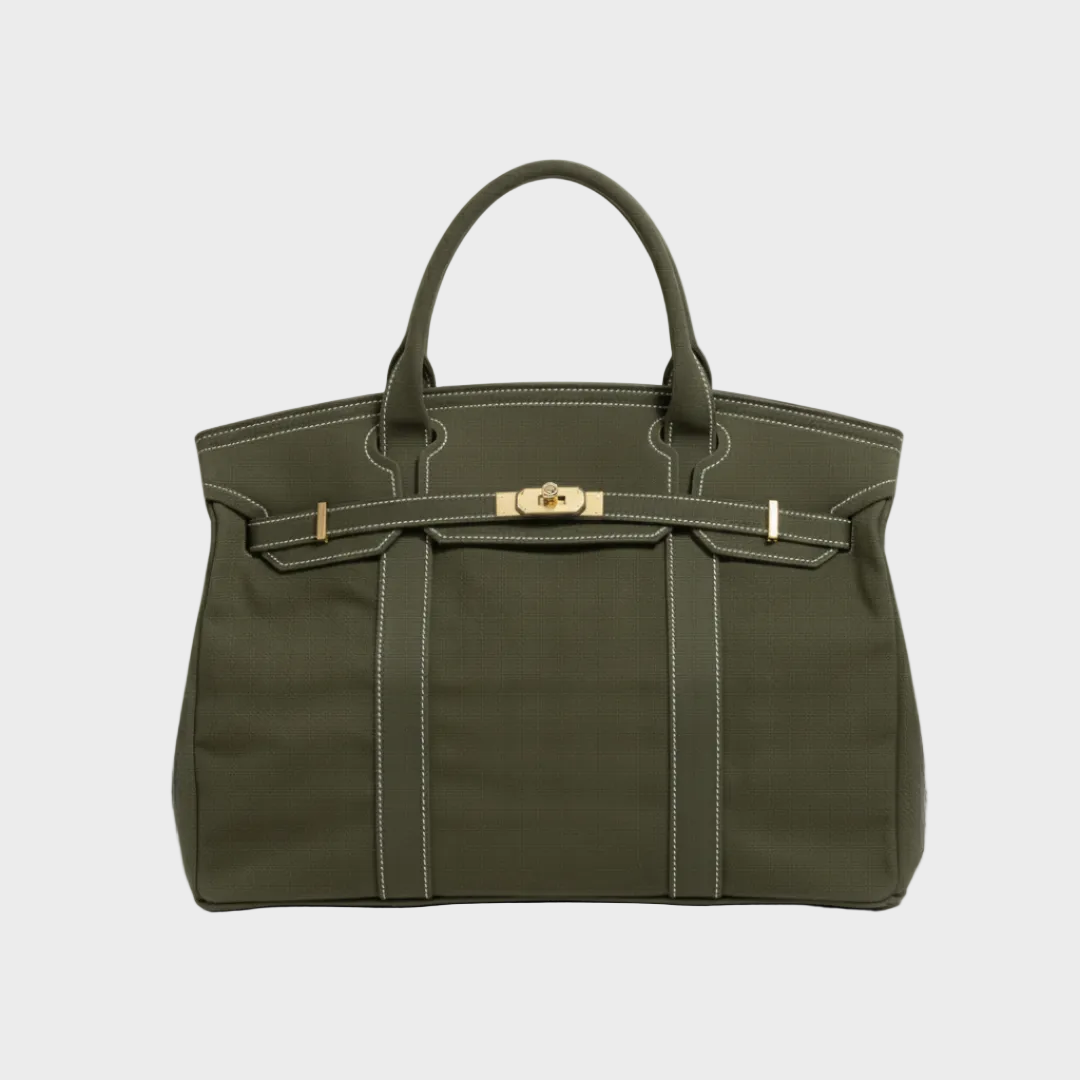Women's Tote Bag – Double Handle, Front Strap, Vertical Panels