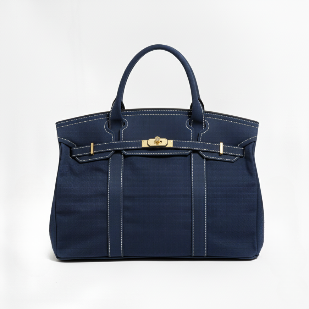 Women's Tote Bag – Double Handle, Front Strap, Vertical Panels