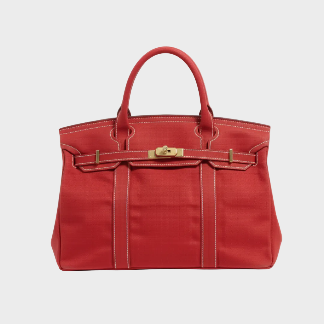 Women's Tote Bag – Double Handle, Front Strap, Vertical Panels
