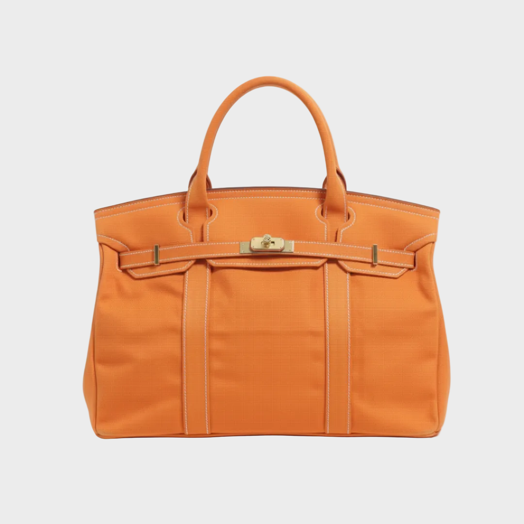 Women's Tote Bag – Double Handle, Front Strap, Vertical Panels