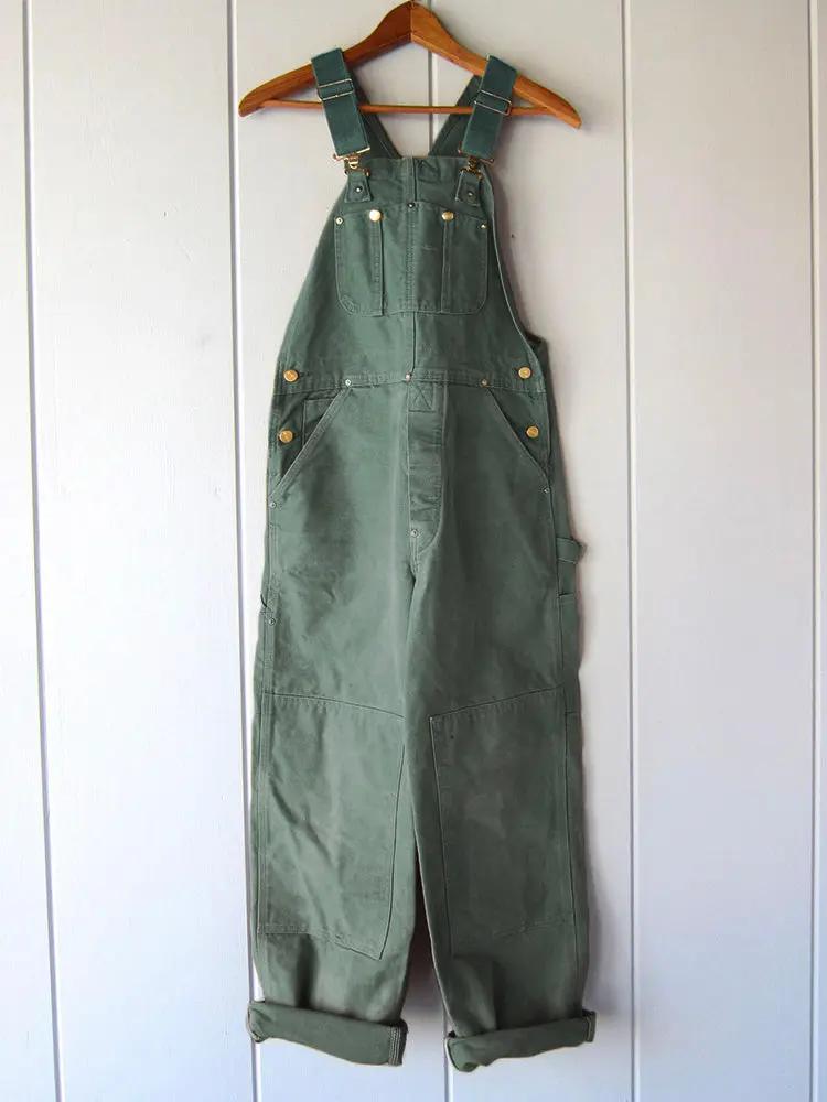 Women's Wide-Leg Overall Jumpsuit – Adjustable Straps, Bib Front